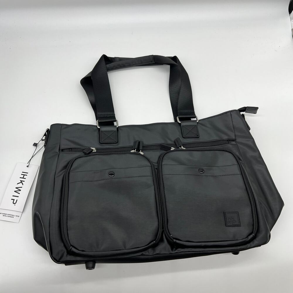 IHKWIP Cargo Catchall Tote with Two Crossbody Straps Metallic Black